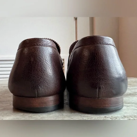 Ermenegildo Zegna Light Brown Leather Flex Loafer Shoe US 10.5 Natural Grain